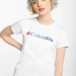 Columbia Z Krótkim Rękawem Sun Trek Ss Graphic Tee - T-Shirt Imprimé - White