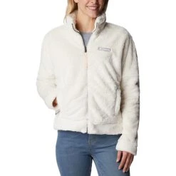 COLUMBIA BUNDLE UP FULL ZIP FLEECE CHALK PEACH BLACK 23