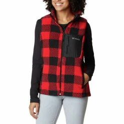 COLUMBIA WEST BEND VEST W RED LILY CHECK 23